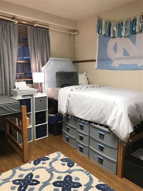 My daughter's dorm room at UNC, Chapel Hill | College bedroom decor, College dorm room decor ...