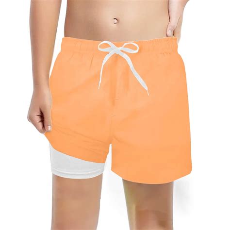 Boys Athletic Shorts Kids Fashion Solid Swim Trunks With Compression ...