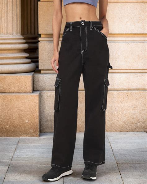 Buy Women Black Cargo Carpenter Pants Online at Bewakoof