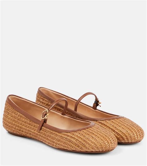 Carla raffia and leather ballet flats in brown - Gianvito Rossi | Mytheresa