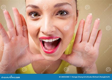 Woman Funny Facial Expression Stock Photo - Image of distortion ...