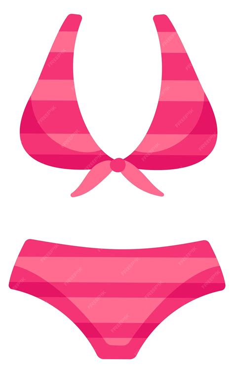 Premium Vector | Female swimsuit icon cartoon red striped fabric