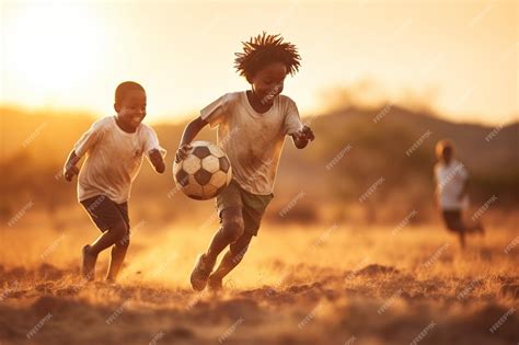 Premium Photo | Happy african kids playing with ball Childrens football ...