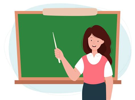Female teacher in classroom. Woman pointing something on a chalkboard ...