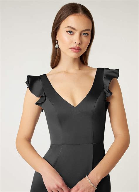 Black Azazie Vero Stretch Satin Dress Bridesmaid Dresses | Azazie