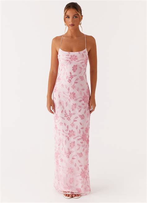 Bright Lights Beaded Maxi Dress - Pink - Peppermayo US