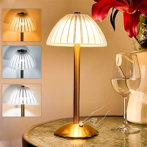 Liliful 2 Pcs Mushroom LED Portable Cordless Gold Table Lamp Touch ...