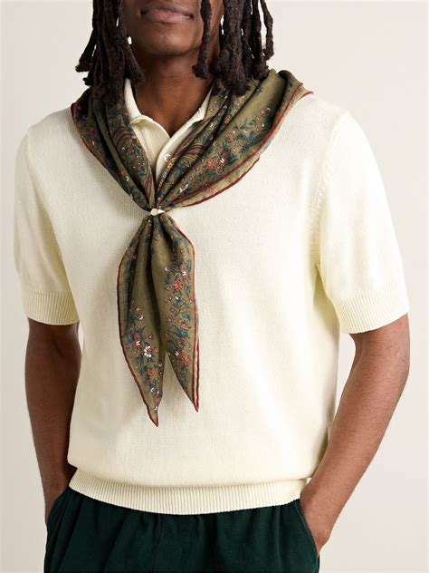 DRAKE'S Birds of Paradise Printed Wool and Silk-Blend Scarf for Men ...