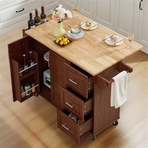 Amazon.com: Lyromix 54" Large Kitchen Island Cart with Folding Drop ...