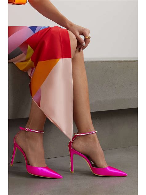 STUART WEITZMAN Glam crystal-embellished satin pumps | NET-A-PORTER