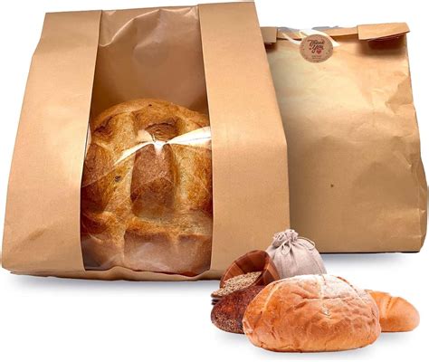 Amazon.com: 50pcs, Paper Bread Bags with window, Large bakery bread ...