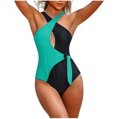 Arnsht Color Block Swimsuits for Women,Wrap Cut Out One Piece Monokini ...