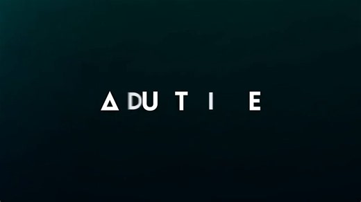 The video opens on a dark background with the stylized white text "Δ U T" centered on screen. The background subtly shifts and brightens into a deep teal-green gradient with faint light rays, as the full word "ADULTTIME" assembles in glowing white capital letters, the triangle symbol integrated into the "A". This title card lingers briefly before fading into the first explicit scene.A close-up intimate shot shows a woman with light skin and pink-painted fingernails on the right, her mouth open i
