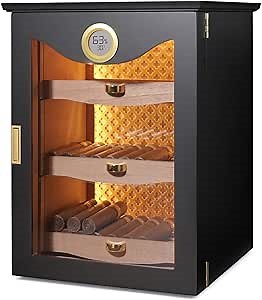 LED Cigar Humidor Cabinet, Peruvian Spanish Cedar, Precision Hygrometer, Elegant and Gorgeous Design - Exceptional Gift for Fathers, Husbands, Gentlemen Friends, and Cigar Enthusiasts