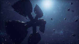 futuristic space station investigates a cosmic haze of interstellar matter