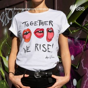 13K views · 68 reactions | Nine women and non-binary artists have collaborated with Amnesty International to create a range of feminist t-shirts, to help maintain the rage. | SBS Australia | Facebook