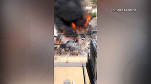 Video shows the fire that erupted following Wednesday's fatal gas leak explosion in downtown Durham. The latest > cbs17.com/1913853426 | CBS 17