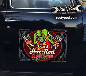 2 pcs personalized hot rod | rat fink set 02 vinyl stickers 08258