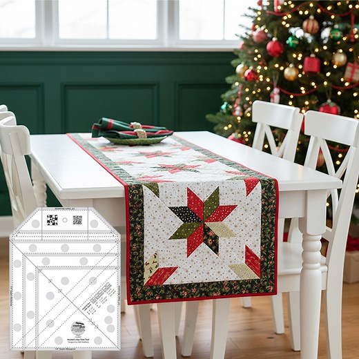 ✨This Christmas table runner adds festive charm to your holiday!Add some creative color placement, and a huge variety of Hunter's Star quilts are all yours. | Ccsquilt | Facebook