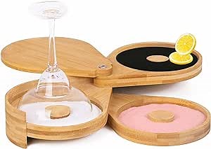 Margarita Salt Rimmer Set, Bamboo 3-Tiers Bar Glass Rimmer with 3 Sponges, Salt, Sugar, Tajin Rimmer Set for Cocktails Bartesian in Home Party, Bars, Restaurants Accessories, Bartender Tool Set