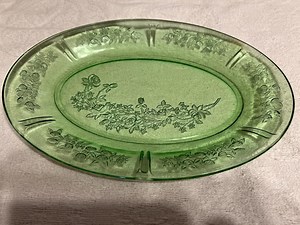 Green Depression Glass Platter Cherry Blossom Pattern, 1930-39 - Etsy