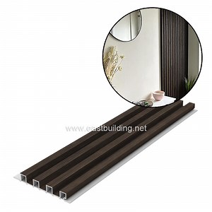 [Hot Item] Waterproof PVC Film Wood Plastic WPC Ceiling Slat Cladding 3D Decorative WPC Fluted Wall Panel Cladding Interior