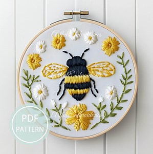 Bee Embroidery Pattern: Floral Garden Design (PDF Pattern) - Etsy Canada