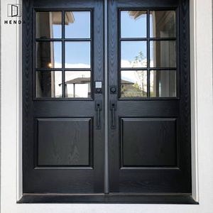 [Hot Item] Puertas de metal de seguridad de entrada principal, puertas de estilo francés, puerta doble de hierro forjado con ventana de vidrio operable