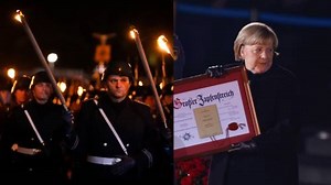 German Chancellor Angela Merkel receives military sendoff as days in power near end