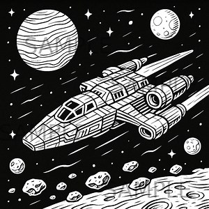 Vaisseau spatial à colorier, téléchargement numérique PNG de science-fiction, feuille imprimable de vaisseau spatial, coloriage pour enfants et adultes, tenue d'un journal, téléchargement immédiat - Etsy France