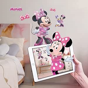 Wall Palz Disney Minnie Mouse Wall Decals - Minnie Mouse Girls Room Decor with 3D Augmented Reality Interaction - 26" Minnie Mouse Wall Decals for Girls Bedroom