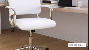 Merrick Lane McEntyre Mid-Back Ergonomic Office Chair - Executive Faux Leather Swivel Computer Desk Chair - Modern Panel Back and Padded Arms - Adjustable