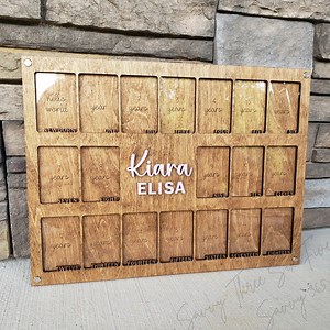 Newborn to 18 Years Old Picture Frame | Yearly Milestones | Lifetime Photo Holder | Custom Name Color | Birth to Adult | Childhood Memories - Etsy