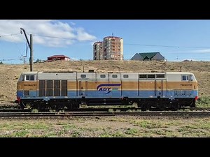 🇦🇿 ТЭ33А-0786 + K5LA horn, станция Баладжары / TE33A diesel locomotive, Azerbaijan railways, Baku