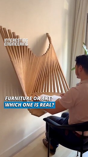 While this chair determines its design by easily unfolding, this flow wall desk can transform itself from an art on the wall to a desk. | Interesting Engineering