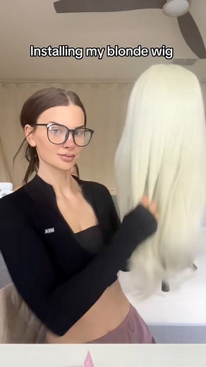 How I put on my blonde wig #hairstyle #wigs #Wiginstall | haley.cure