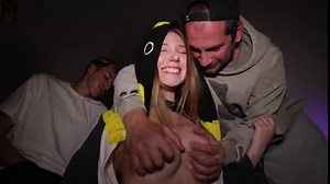 Part 1: Guys with big dicks at a party fuck a cute girl in a circle