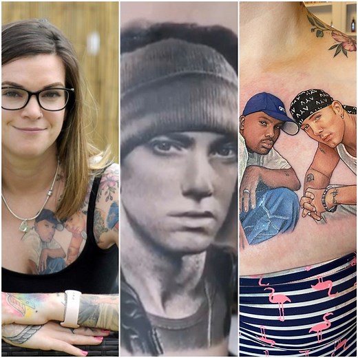 Eminem superfan Nikki Patterson (UK) has an incredible array of tattoo art dedicated to her favourite rap star | Guinness World Records