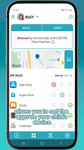 Did you know? The app rules section in OurPact allows you to sort the apps on your child’s devices in multiple ways? Not only can you sort alphabetically but you can also sort by the age rating of apps so you can check if there is anything too mature for your child. You can also sort by the Rules you have set to check what’s blocked, scheduled or allowed en masse. Finally, you can sort by category, so you can see what’s considered productive and what’s a game or social media. Use the sort featur