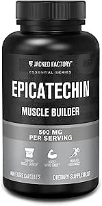Jacked Factory Epicatechin 500mg per Capsule - Muscle Builder Supplement to Inhibit Myostatin, Increase Muscle Growth, Enhance Vascularity, & Improve Nutrient Delivery - 60 Veggie Capsules
