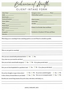 Counseling/behavioral Health Intake Form - Etsy Australia