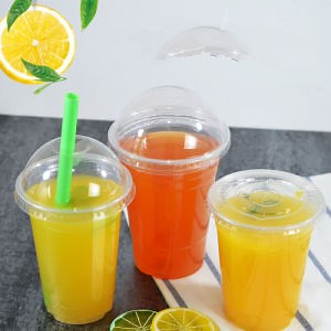 [Hot Item] Transparent Disposable Tea Cup 360ml 500ml Cold Drink Coffee Juice Takeaway Packaging Cups with Lid