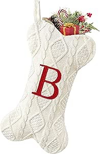Amazon.com: Malier Dog Christmas Stocking with Initials, Letter B Embroidered Knit Christmas Stocking for Dogs, White Large Bone Shape Xmas Pet Stockings Hanging Stocking for Dogs Cats Pets (White, B) : Home & Kitchen