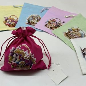 [Hot Item] Factory Hot Sale Custom Easter Pattern Cotton Linen High Quality Gift Candy Drawstring Bag