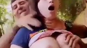 Big tits sucked - by two guys in public