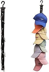 2 Pack Baseball Cap Storage Organizer, Eight Clips Hold up to 16 Caps Hat Holders for Beanie| Hanging Hat Rack | Over Door Hanger