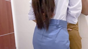 Teacher and female student perverted in school toilet until forced to crot in