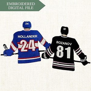 Hockey Player Embroidery | Custom Jersey Names & Numbers Sports Duo File - Etsy