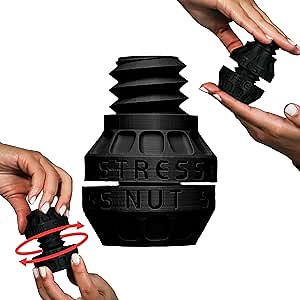 Grip Nut Black - Cool Fidget Tool for Adults - 3D Printed Stress Relief Tool & Sensory Stimulation - Perfect on The go Lightweight Fidget Tools for Anxiety. Designed for Busy Minds.