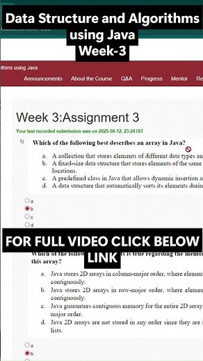 NPTEL Data Structures & Algorithms Using Java Week 3 Assignment Answers | NOC25-CS148 | Jul–Dec 2025